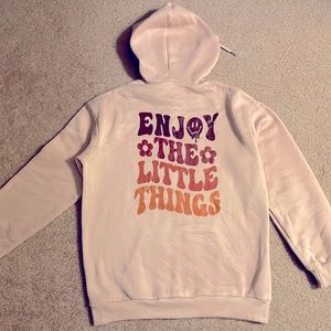 “Enjoy The Little Things” Tan Hooded Sweatshirt - size S